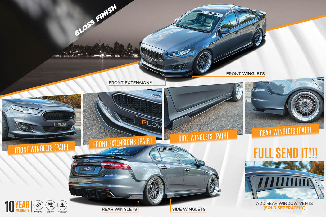 Falcon FGX Full Lip Splitter Set (GLOSS BLACK)-Flow Designs