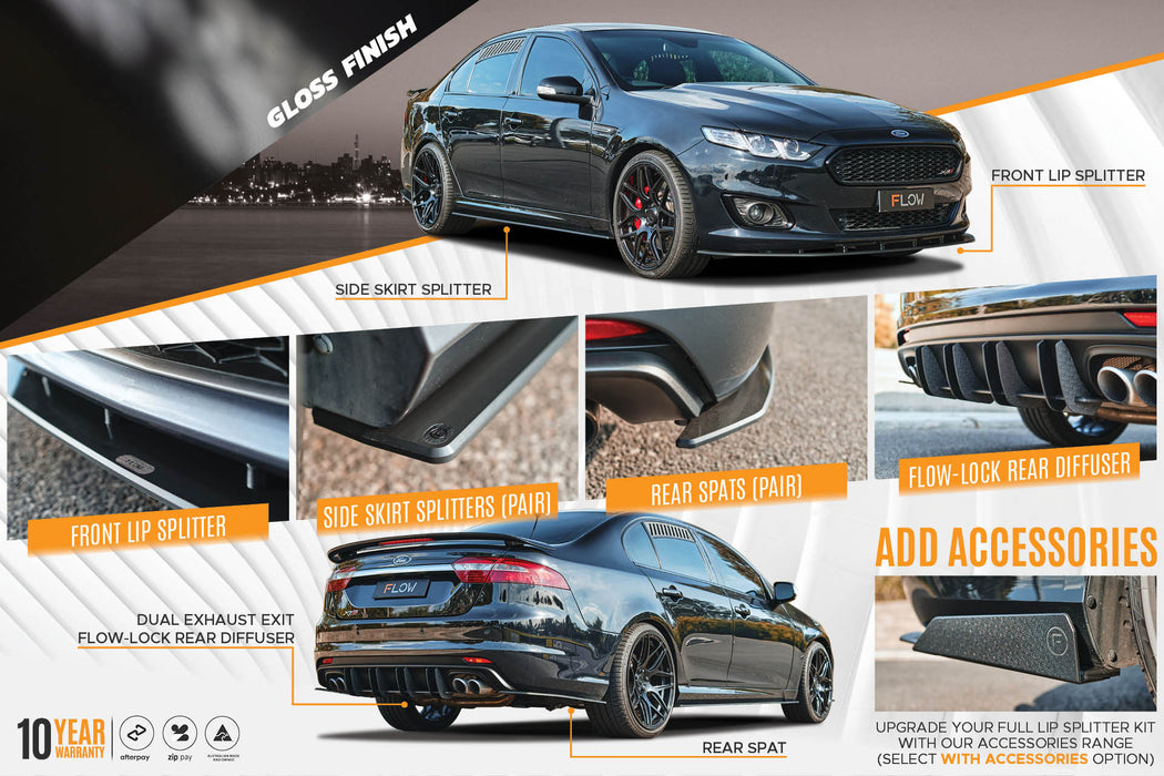 Falcon FGX Full Lip Splitter Set (GLOSS BLACK)-Flow Designs