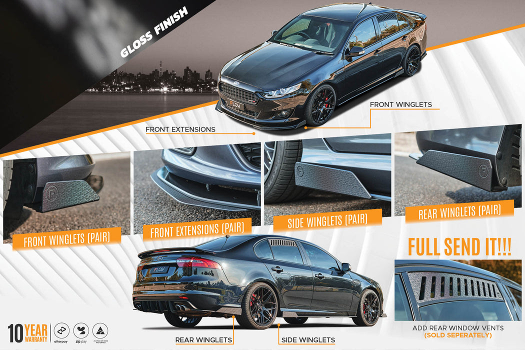 Falcon FGX Full Lip Splitter Set (GLOSS BLACK)-Flow Designs