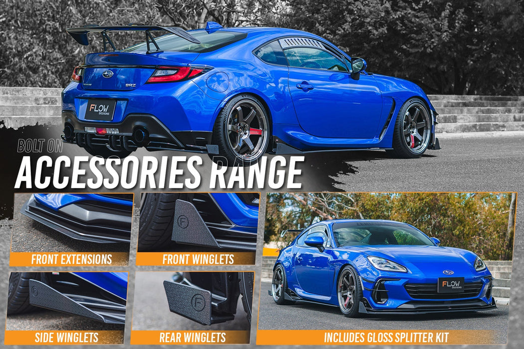 ZD8 BRZ STI Full Lip Splitter Set (GLOSS BLACK)-Flow Designs