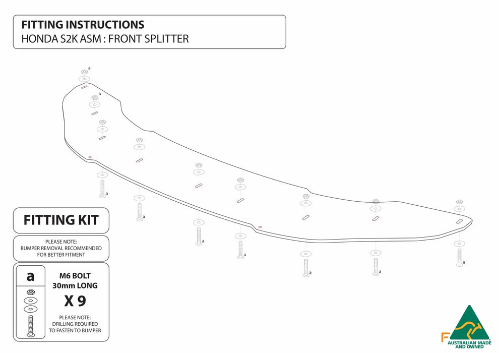 Honda AP1/AP2 S2000 Front Splitter-Flow Designs