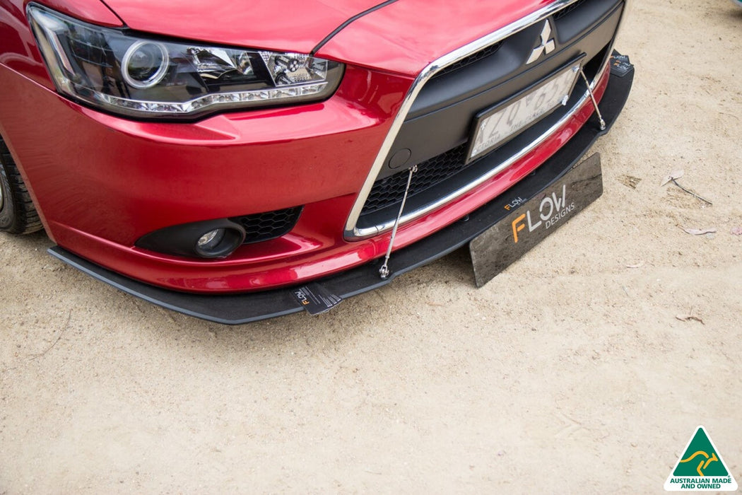 Lancer Ralliart CJ Front Splitter V2.5 With Support Rods-Flow Designs