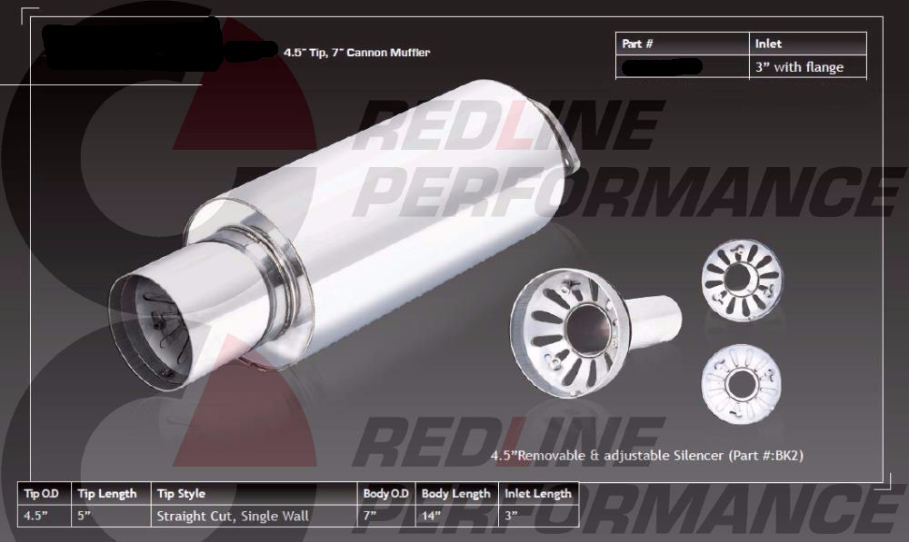UNIVERSAL CANNON MUFFLER EXHAUST 3.0 Inch INLET