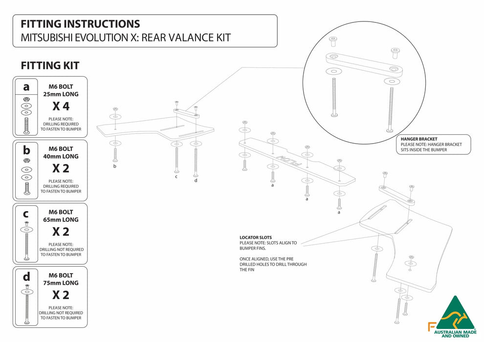Lancer Evolution X Rear Valance (3 Piece)-Flow Designs