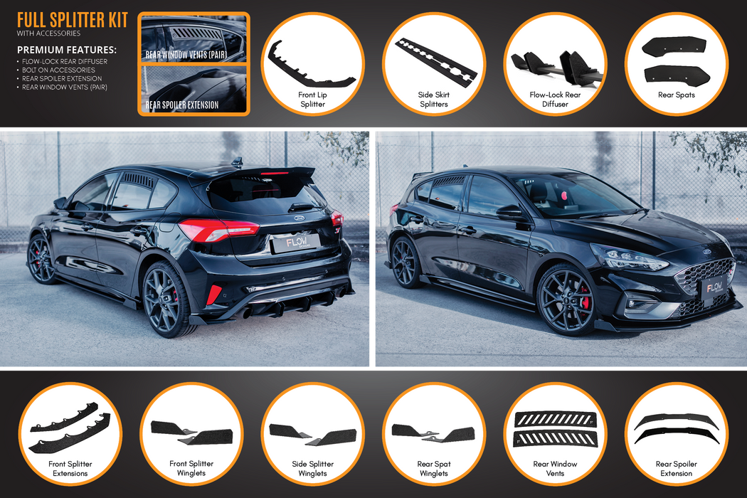 MK4 & MK4.5 Focus ST Full Lip Splitter Set-Flow Designs