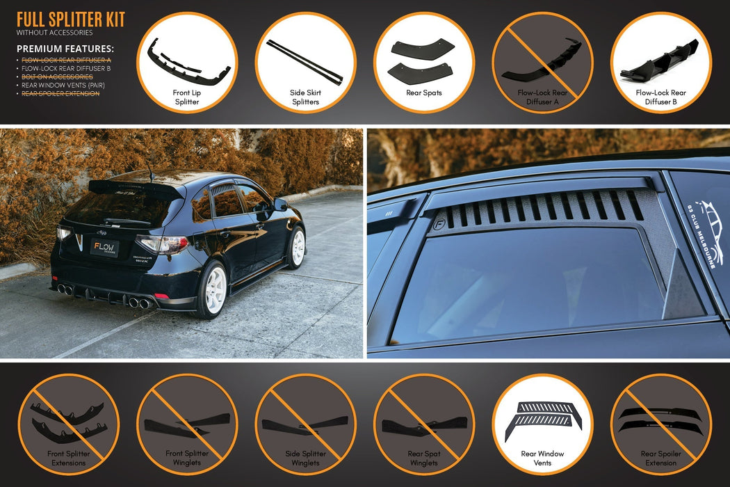 Impreza WRX/RS G3 Hatch PFL Full Lip Splitter Set-Flow Designs