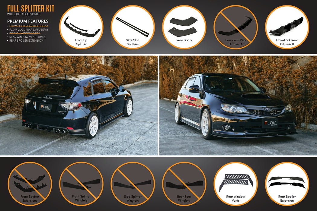 Impreza WRX/RS G3 Hatch PFL Full Lip Splitter Set-Flow Designs