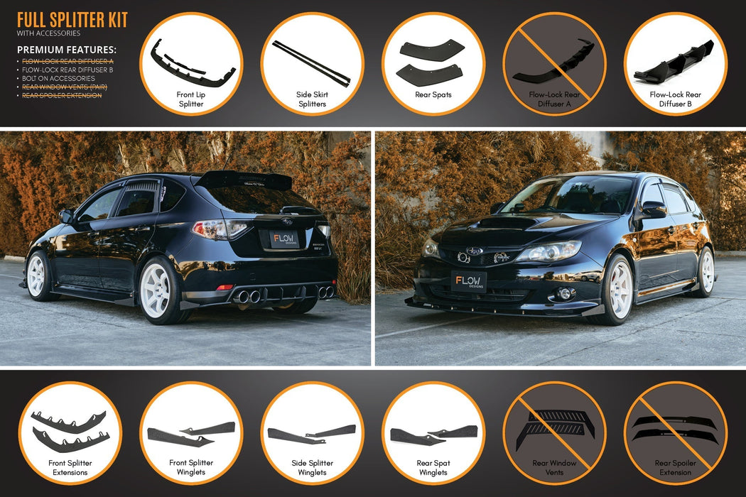 Impreza WRX/RS G3 Hatch PFL Full Lip Splitter Set-Flow Designs