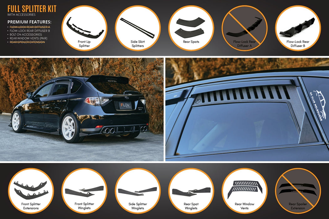 Impreza WRX/RS G3 Hatch PFL Full Lip Splitter Set-Flow Designs