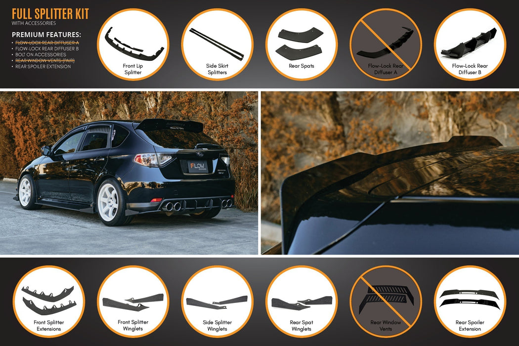 Impreza WRX/RS G3 Hatch PFL Full Lip Splitter Set-Flow Designs