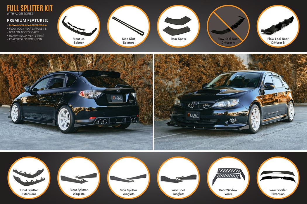 Impreza WRX/RS G3 Hatch PFL Full Lip Splitter Set-Flow Designs