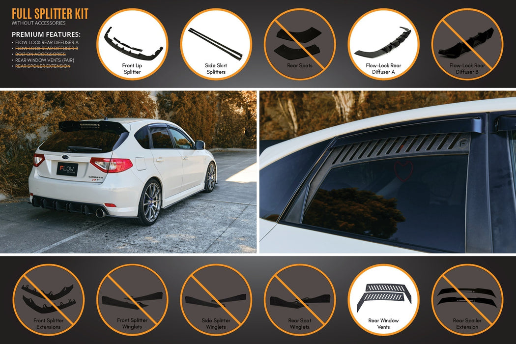 Impreza WRX/RS G3 Hatch PFL Full Lip Splitter Set-Flow Designs