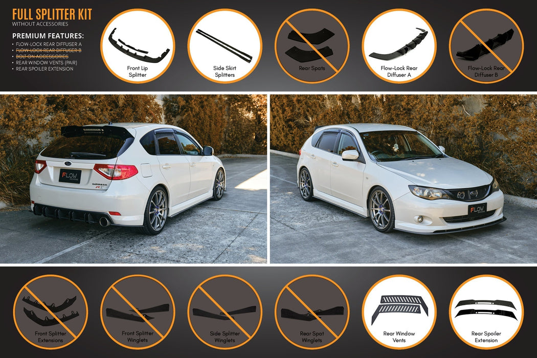 Impreza WRX/RS G3 Hatch PFL Full Lip Splitter Set-Flow Designs