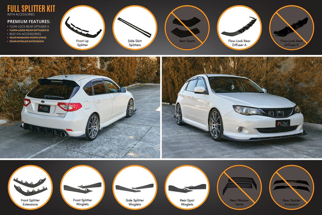 Impreza WRX/RS G3 Hatch PFL Full Lip Splitter Set-Flow Designs