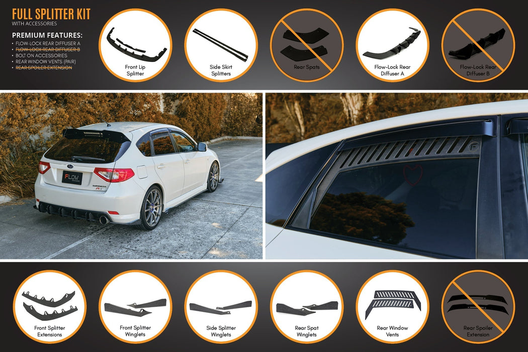 Impreza WRX/RS G3 Hatch PFL Full Lip Splitter Set-Flow Designs