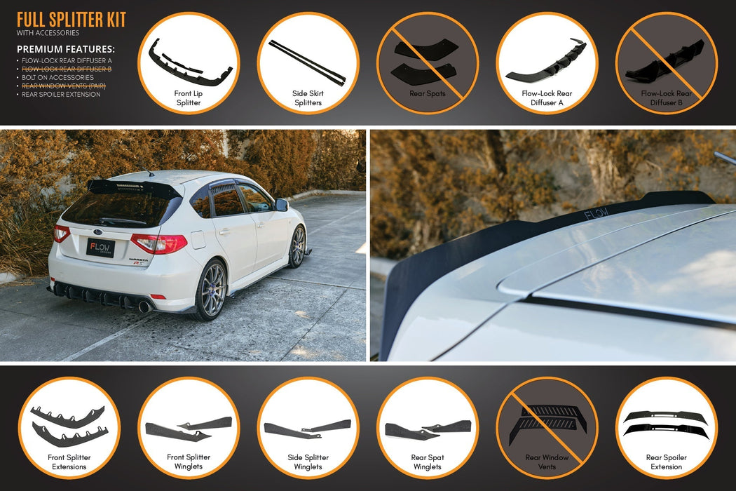 Impreza WRX/RS G3 Hatch PFL Full Lip Splitter Set-Flow Designs