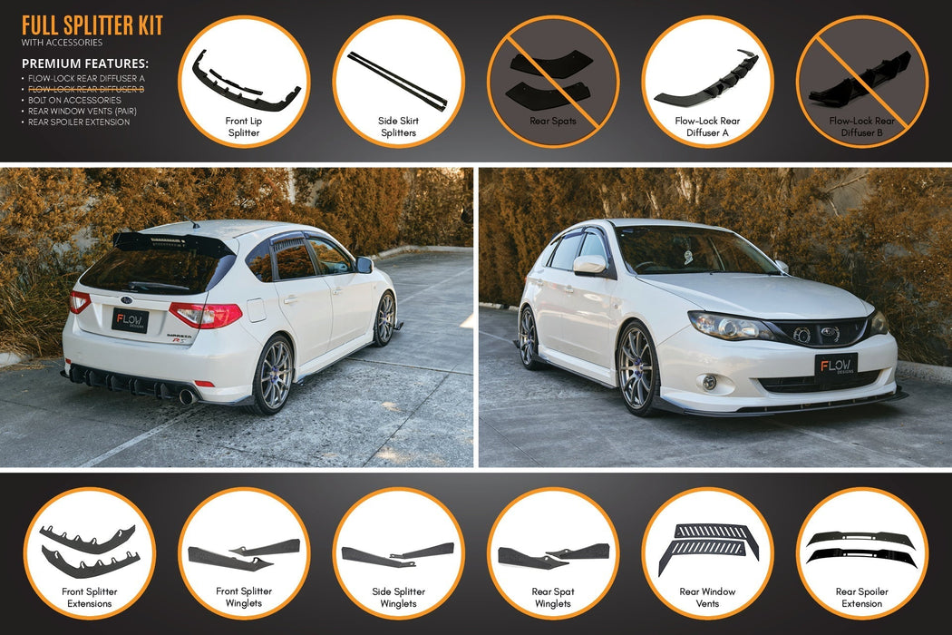 Impreza WRX/RS G3 Hatch PFL Full Lip Splitter Set-Flow Designs