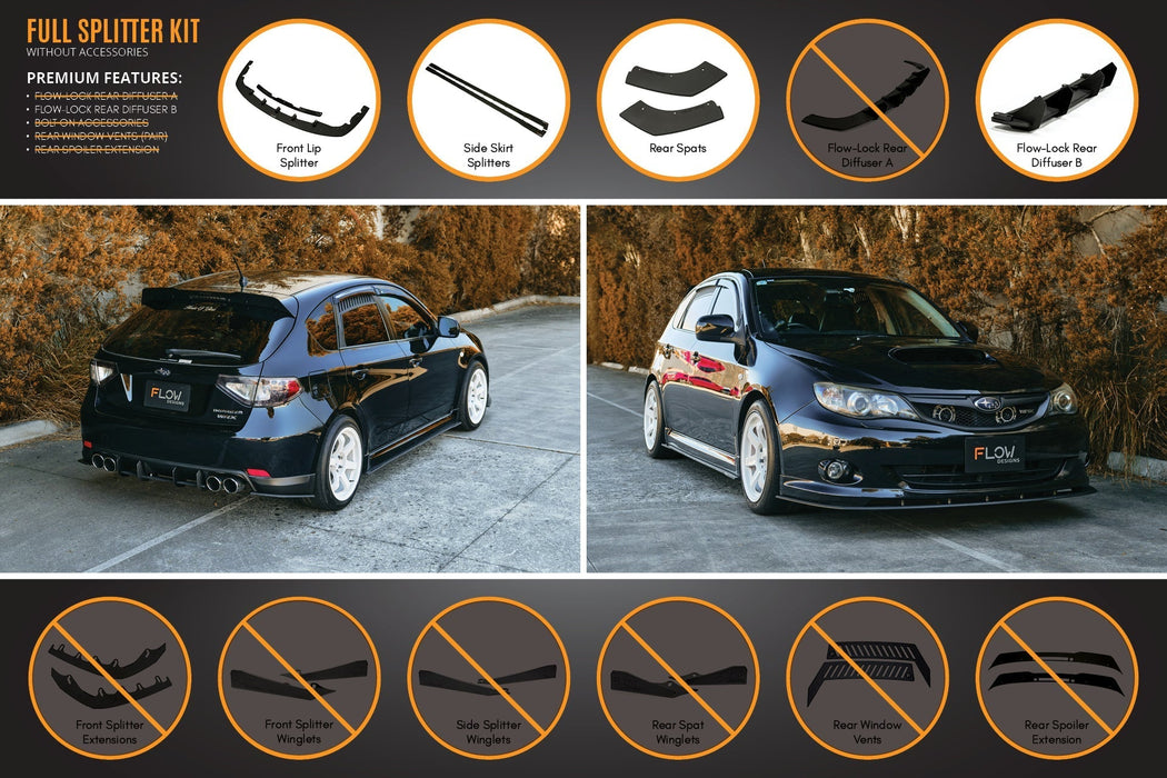 Impreza WRX/RS G3 Hatch PFL Full Lip Splitter Set-Flow Designs