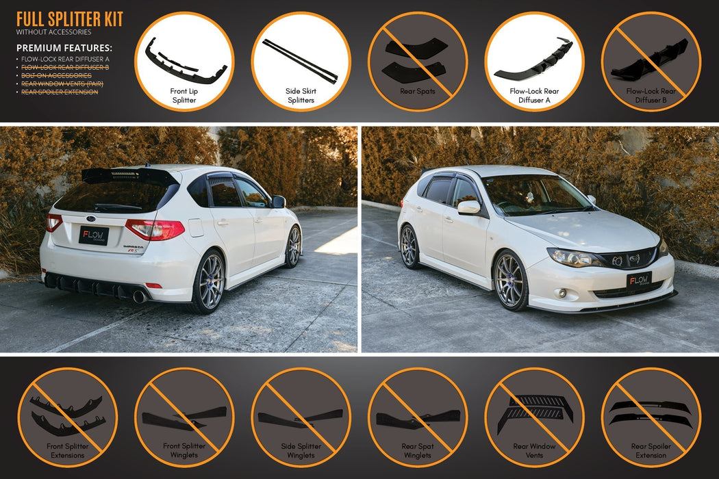 Impreza WRX/RS G3 Hatch PFL Full Lip Splitter Set-Flow Designs