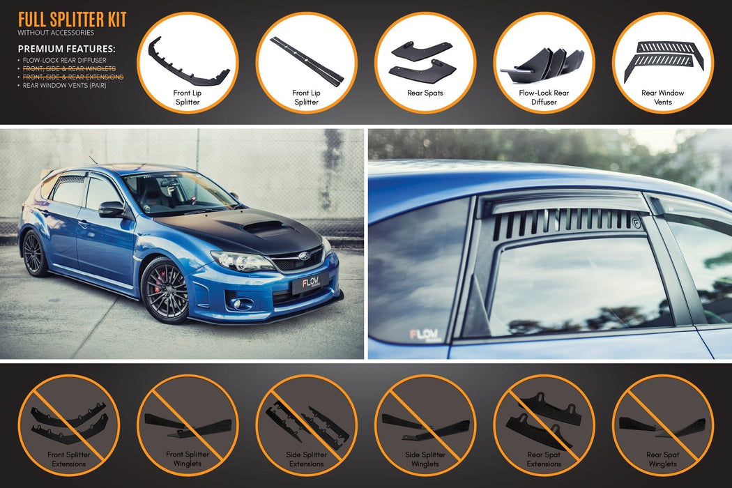Impreza WRX / STI G3 Hatch (FL) Full Lip Splitter Set-Flow Designs