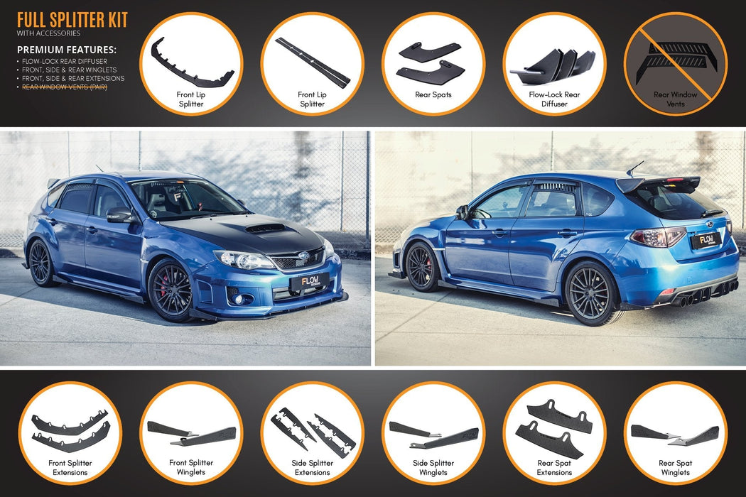 Impreza WRX / STI G3 Hatch (FL) Full Lip Splitter Set-Flow Designs