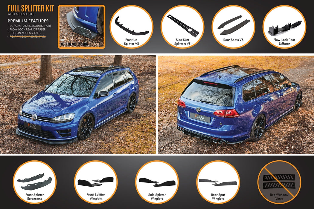 MK7 Golf R Wagon - Full Lip Splitter Set-Flow Designs