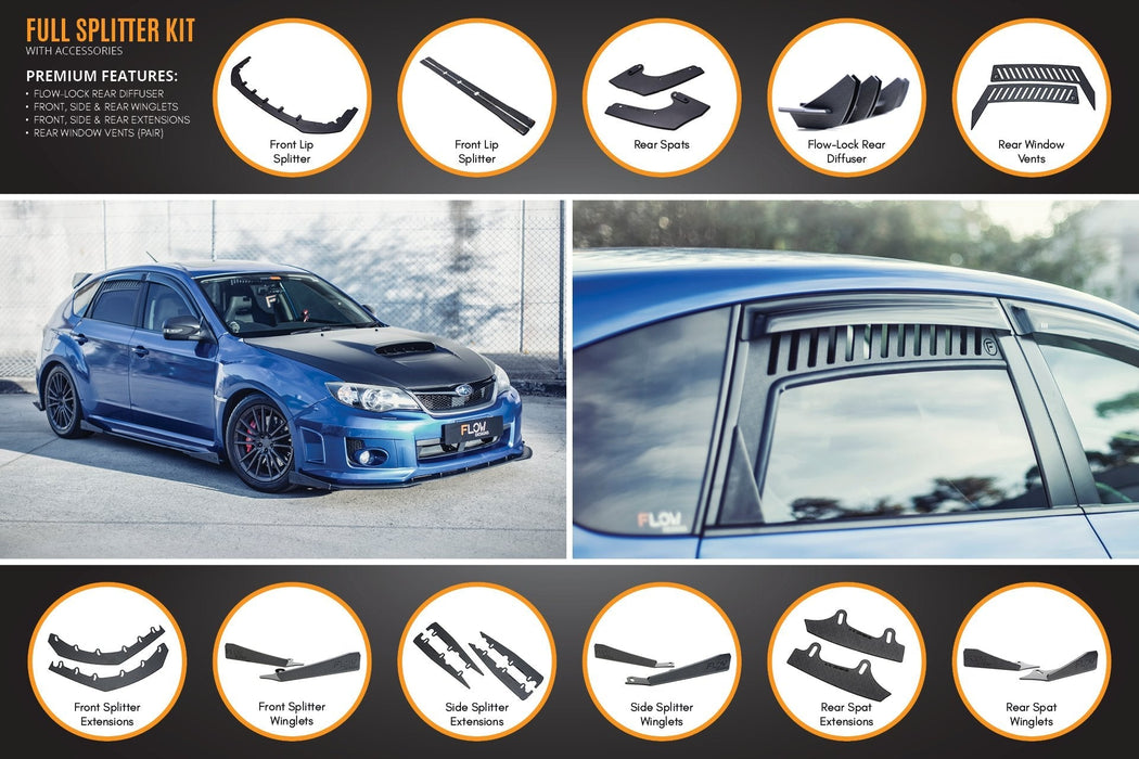 Impreza WRX / STI G3 Hatch (FL) Full Lip Splitter Set-Flow Designs
