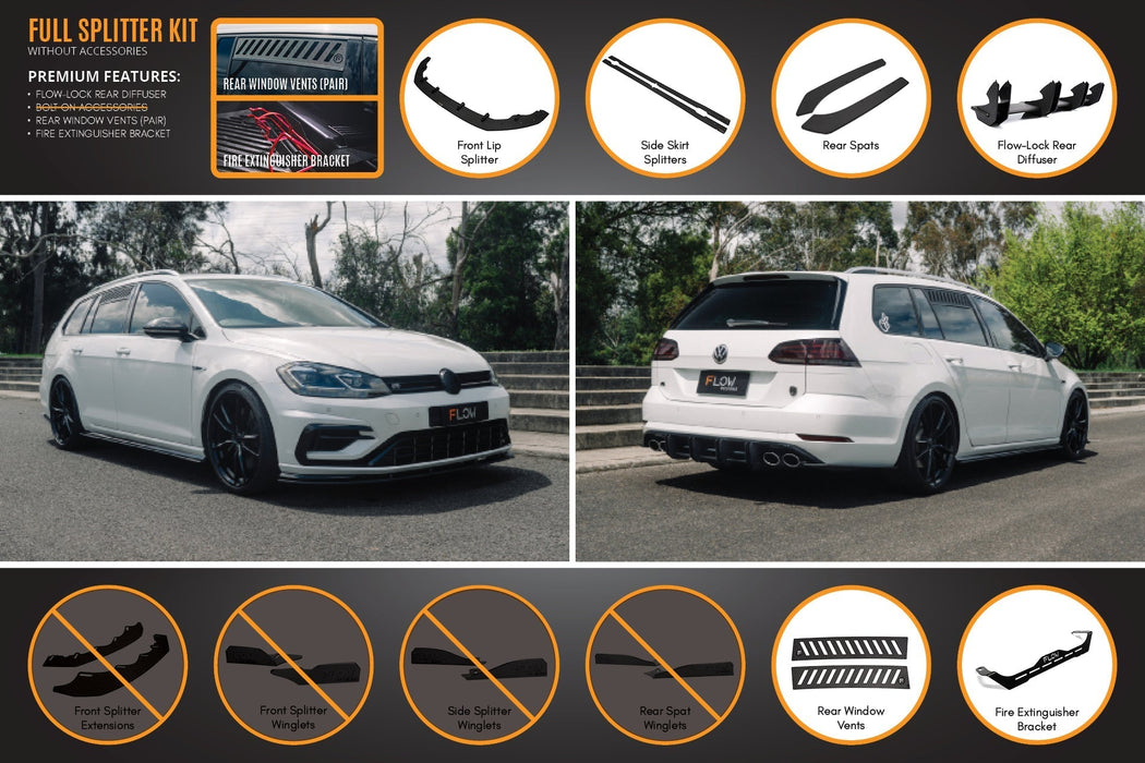 MK7.5 Golf R Wagon Full Lip Splitter Set-Flow Designs