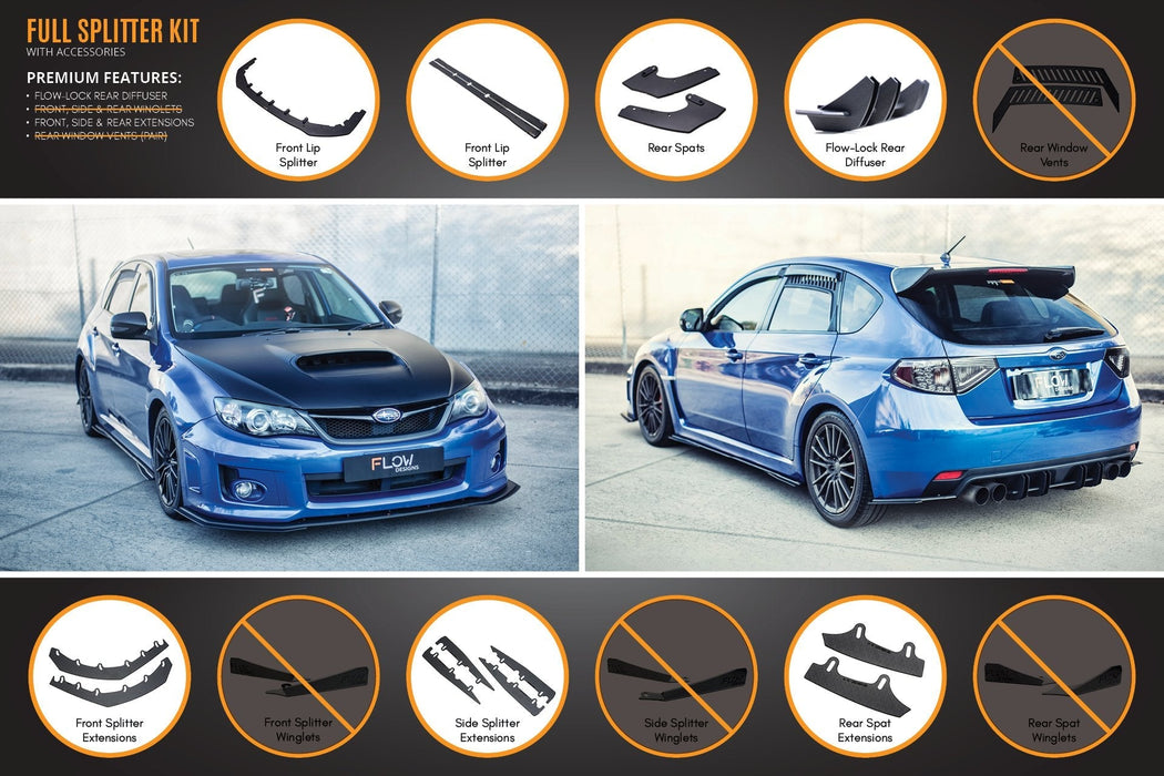 Impreza WRX / STI G3 Hatch (FL) Full Lip Splitter Set-Flow Designs