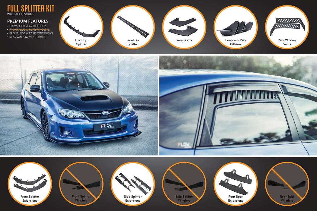 Impreza WRX / STI G3 Hatch (FL) Full Lip Splitter Set-Flow Designs