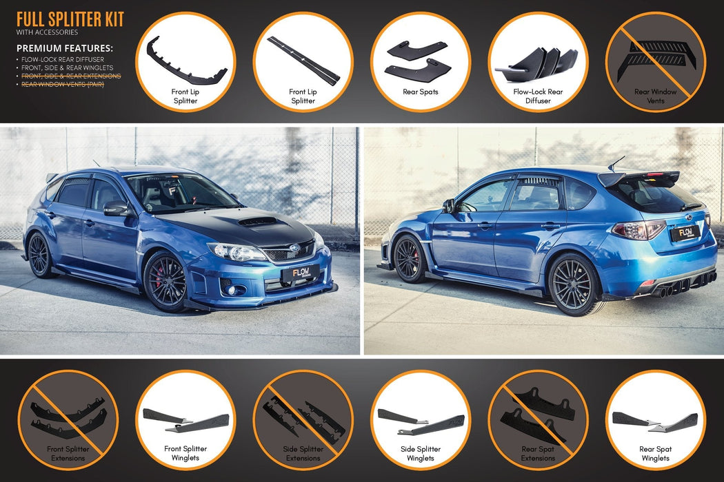 Impreza WRX / STI G3 Hatch (FL) Full Lip Splitter Set-Flow Designs