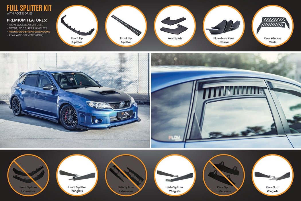 Impreza WRX / STI G3 Hatch (FL) Full Lip Splitter Set-Flow Designs
