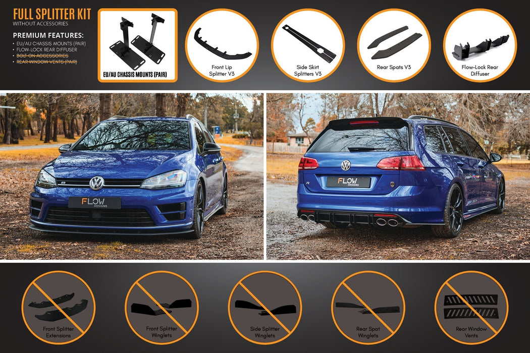 MK7 Golf R Wagon - Full Lip Splitter Set-Flow Designs