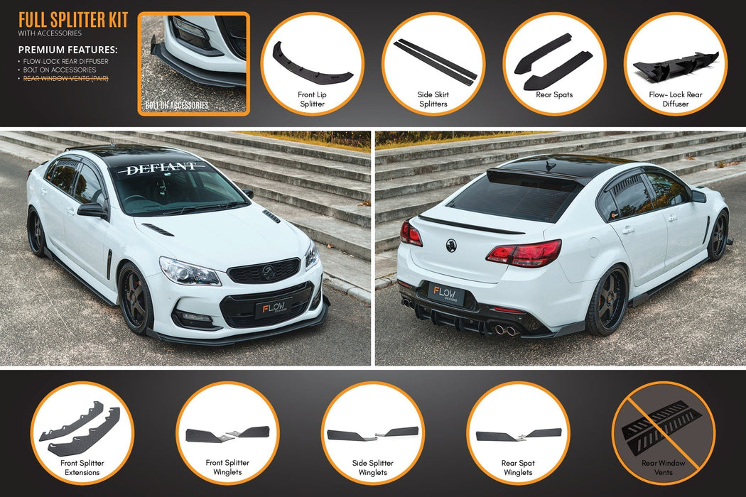 VF Commodore S2 Sedan Full Lip Splitter Set-Flow Designs