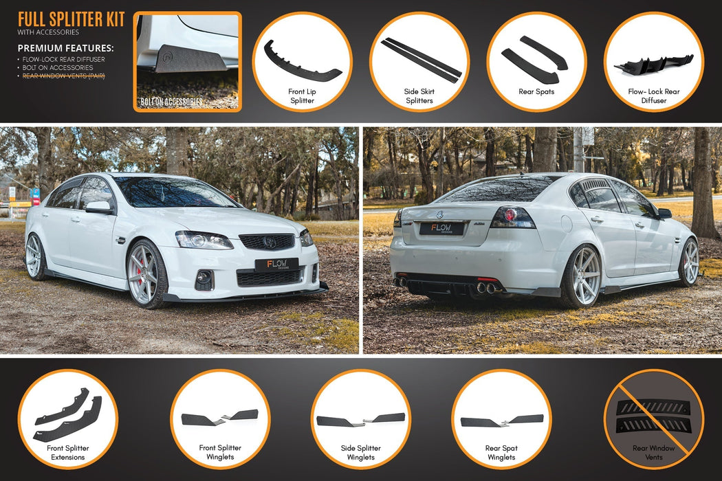 VE Commodore S2 Sedan Full Lip Splitter Set-Flow Designs