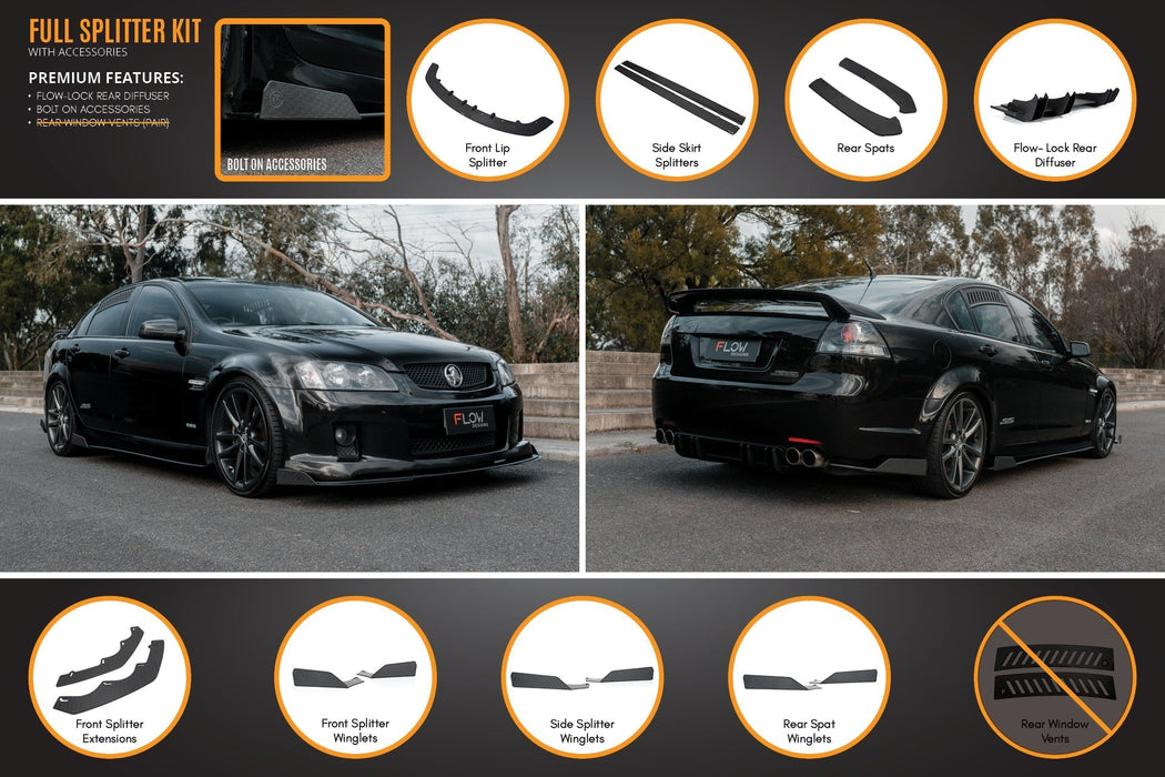 VE Commodore S1 Sedan Full Lip Splitter Set-Flow Designs