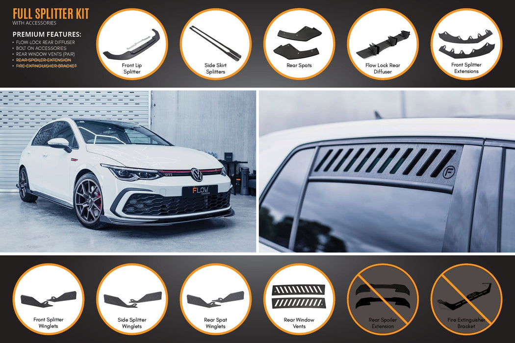 MK8 Golf GTI Full Lip Splitter Set-Flow Designs