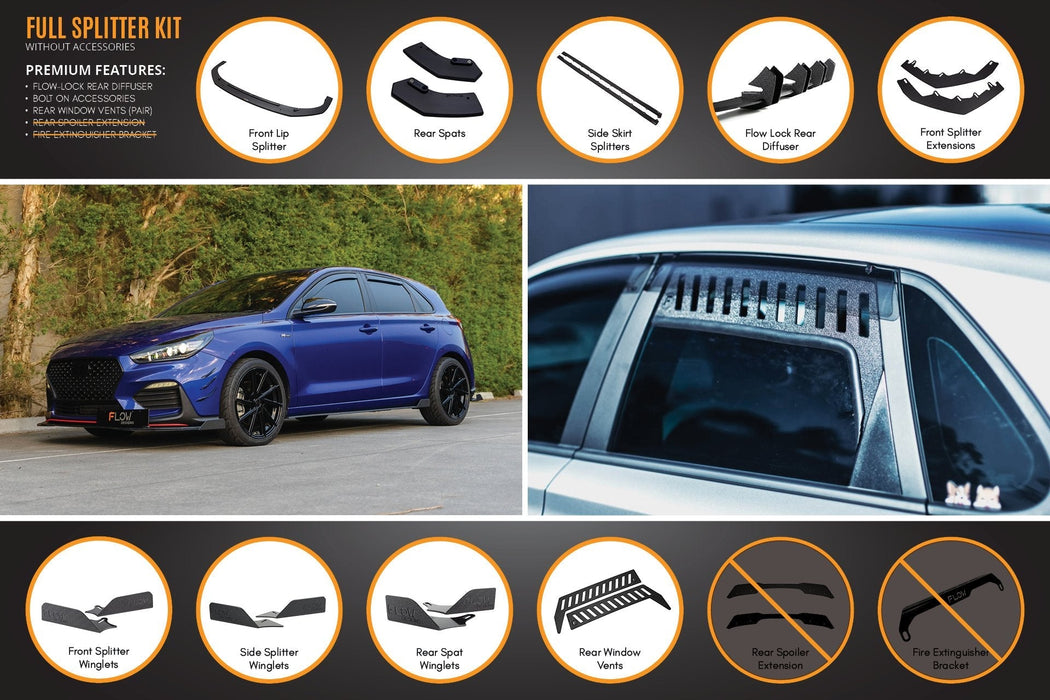 i30 N Line Hatch PD (2018-Current) Full Splitter Lip Set-Flow Designs