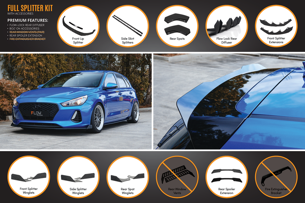 i30 SR Hatch (2017-2018) Full Lip Splitter Set-Flow Designs