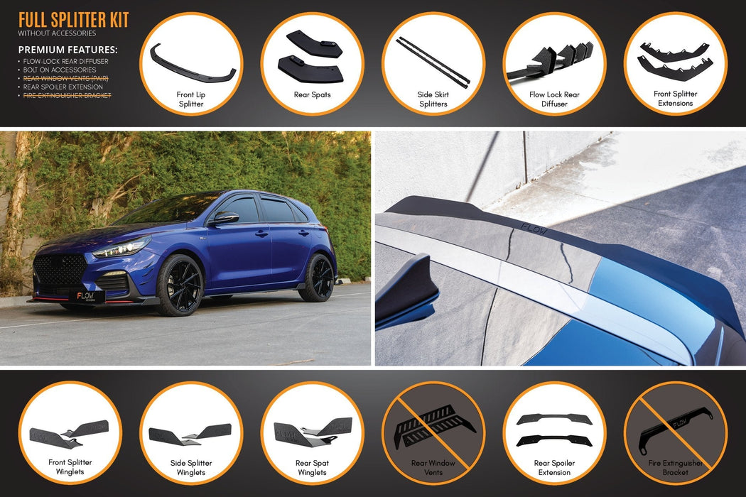 i30 N Line Hatch PD (2018-Current) Full Splitter Lip Set-Flow Designs