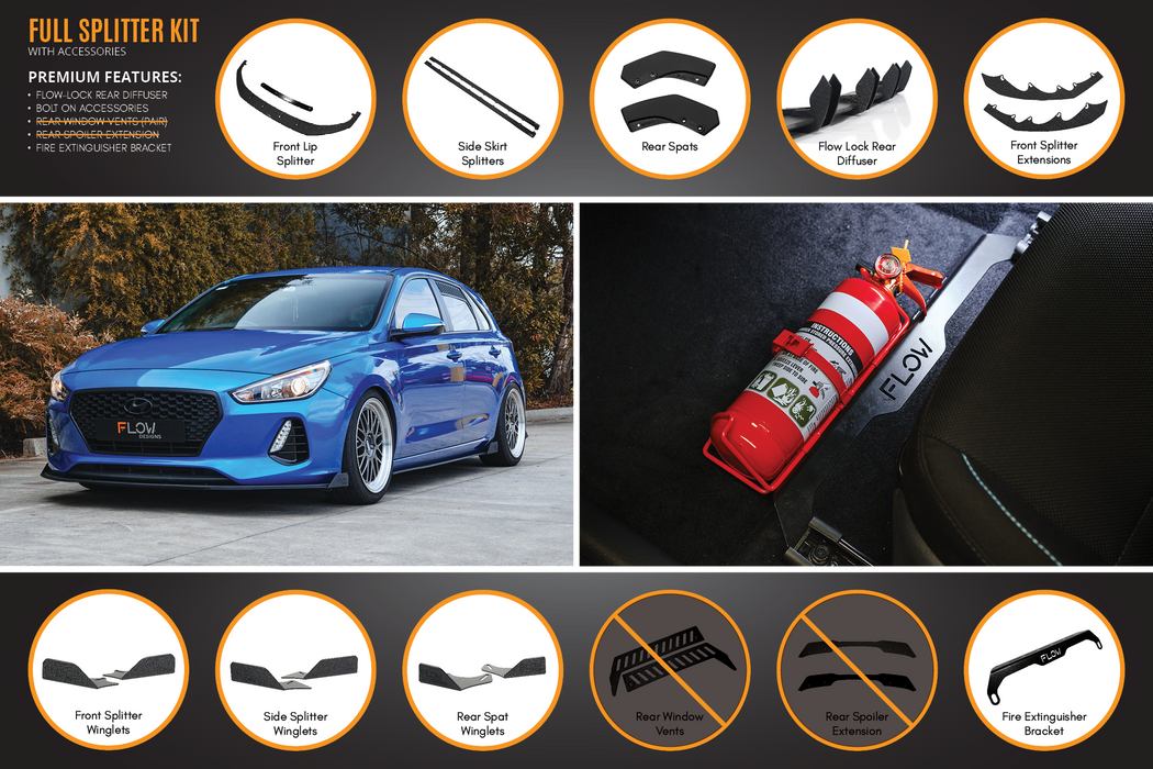i30 SR Hatch (2017-2018) Full Lip Splitter Set-Flow Designs