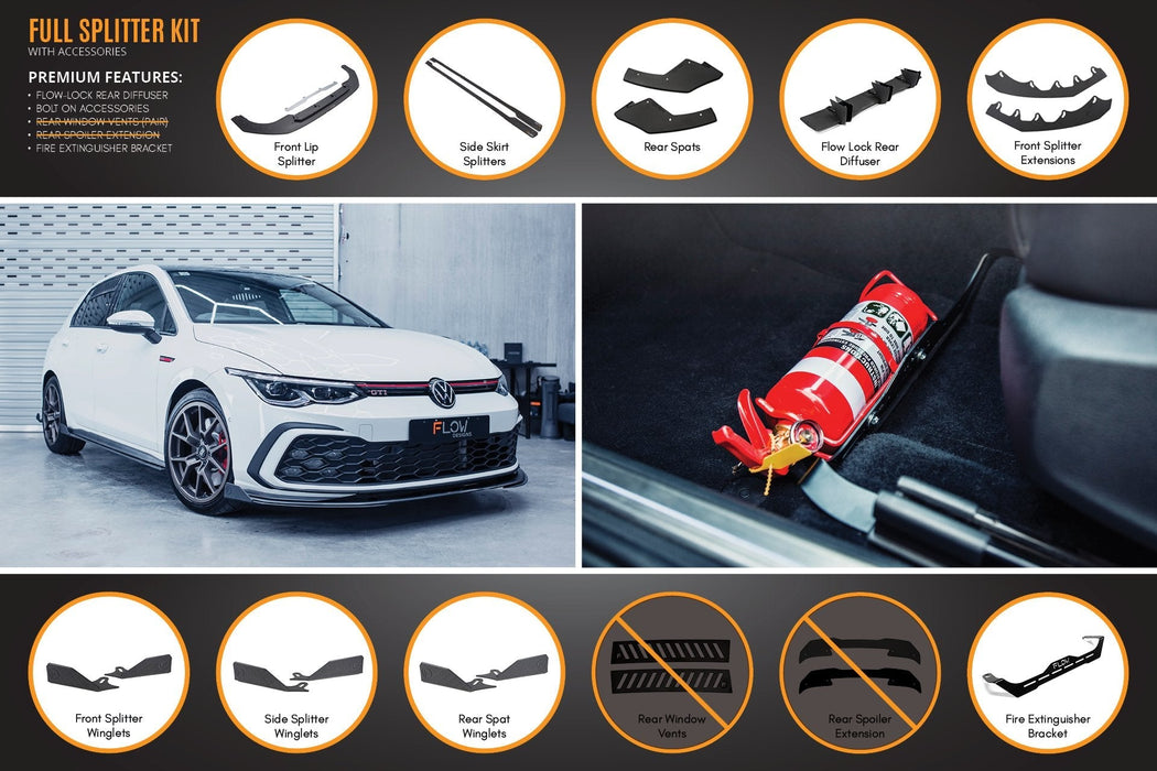 MK8 Golf GTI Full Lip Splitter Set-Flow Designs