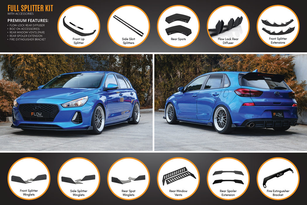 i30 SR Hatch (2017-2018) Full Lip Splitter Set-Flow Designs