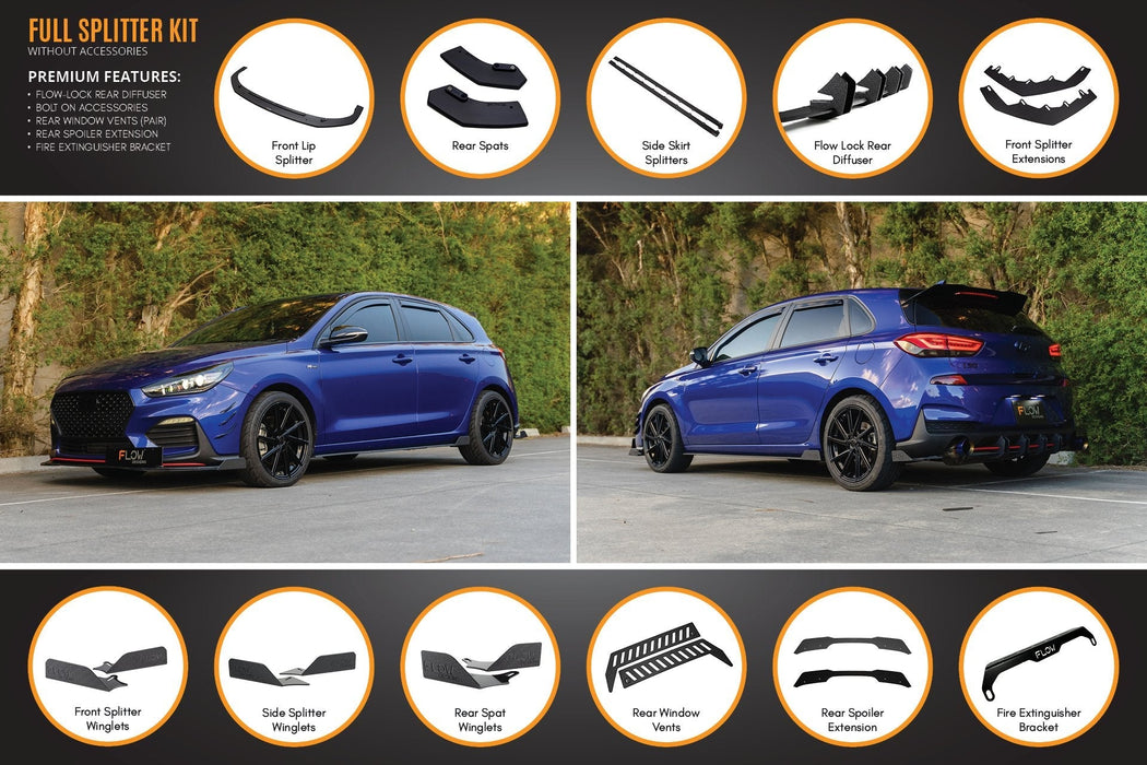 i30 N Line Hatch PD (2018-Current) Full Splitter Lip Set-Flow Designs