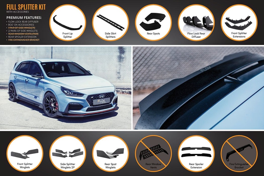 i30N Hatch PD (2018-2020) Full Lip Splitter Set-Flow Designs