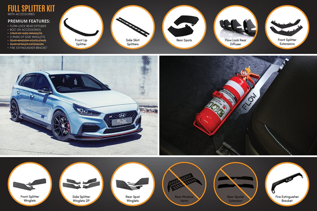 i30N Hatch PD (2018-2020) Full Lip Splitter Set-Flow Designs