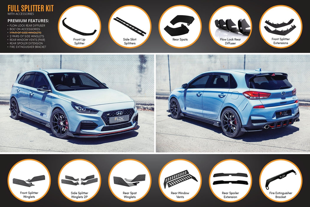 i30N Hatch PD (2018-2020) Full Lip Splitter Set-Flow Designs