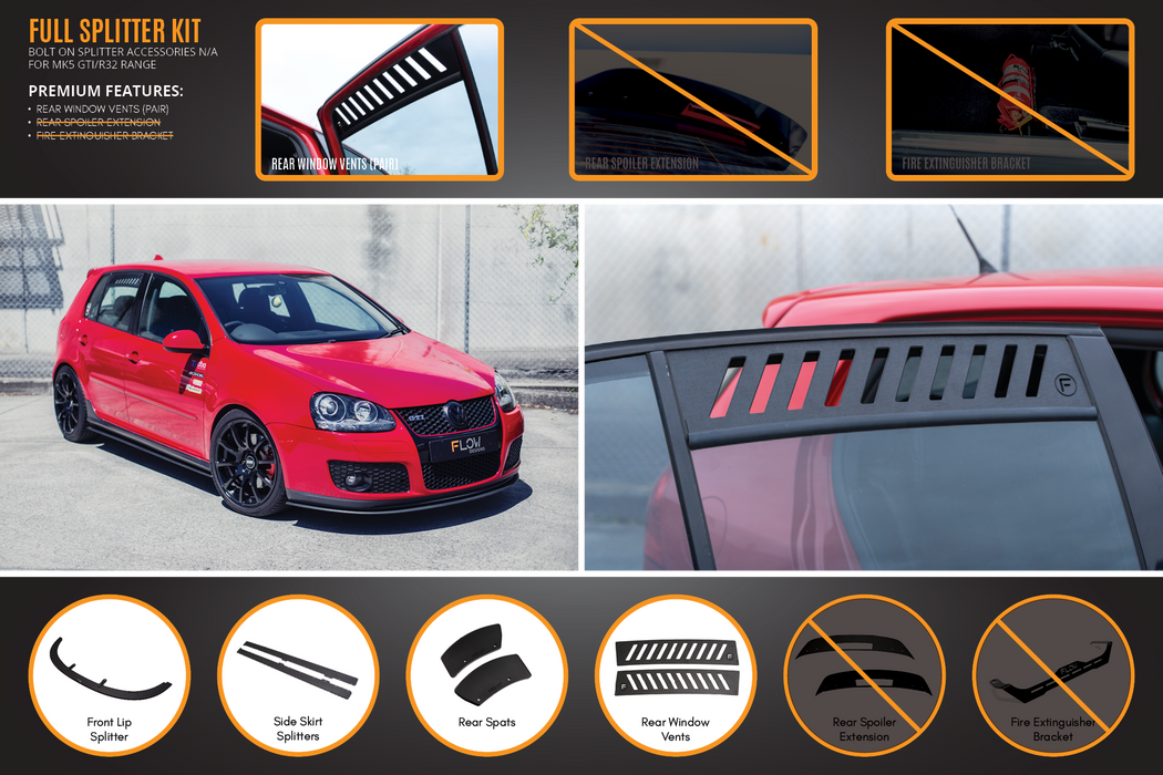 MK5 Golf GTI Full Lip Splitter Set-Flow Designs
