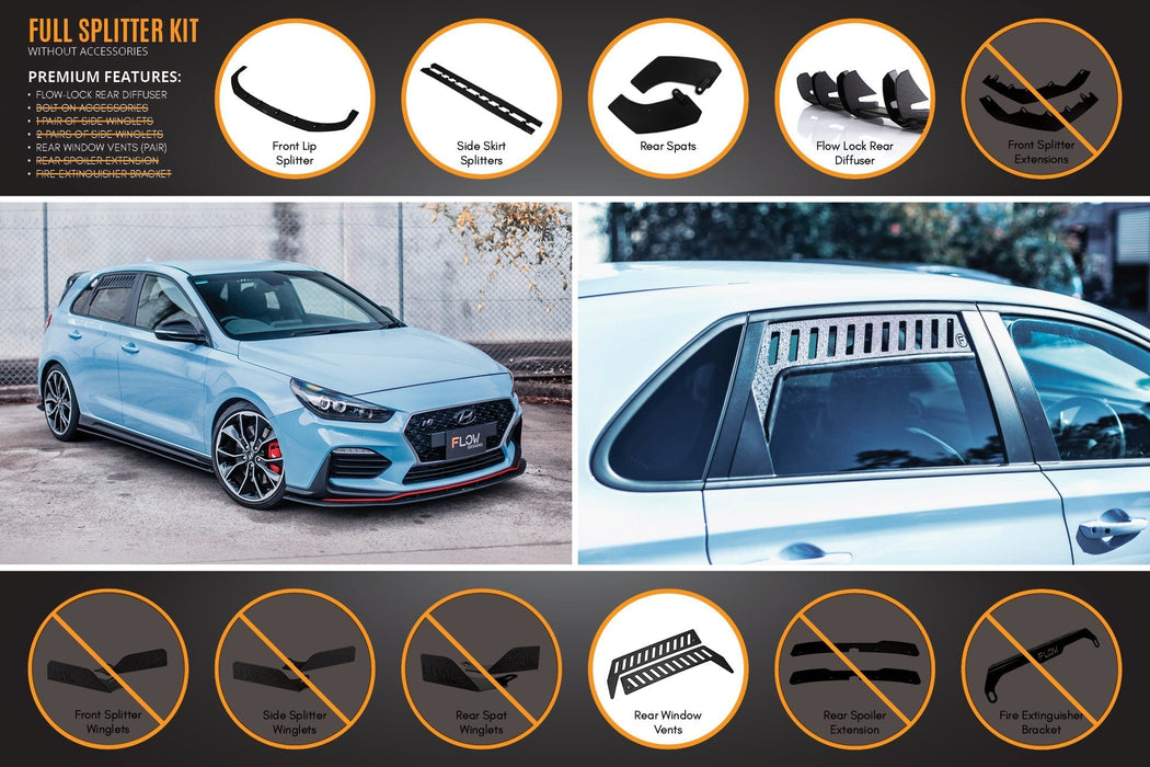 i30N Hatch PD (2018-2020) Full Lip Splitter Set-Flow Designs