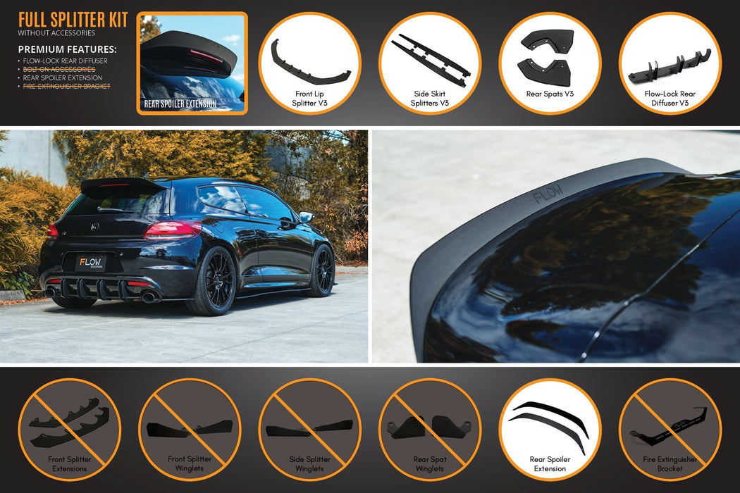 Scirocco R PFL V3 Full Lip Splitter Set-Flow Designs